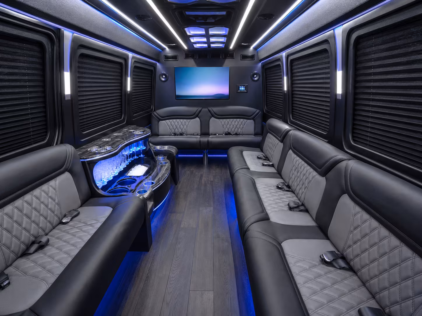 santa rosa 15 passenger party bus interior