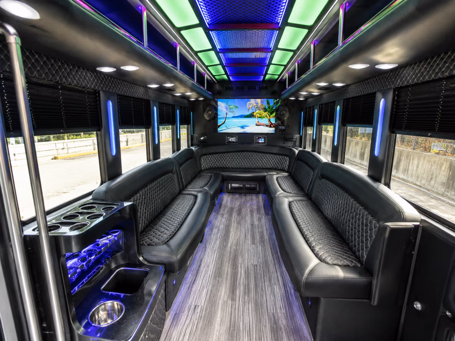 santa rosa 18 passenger party bus inside