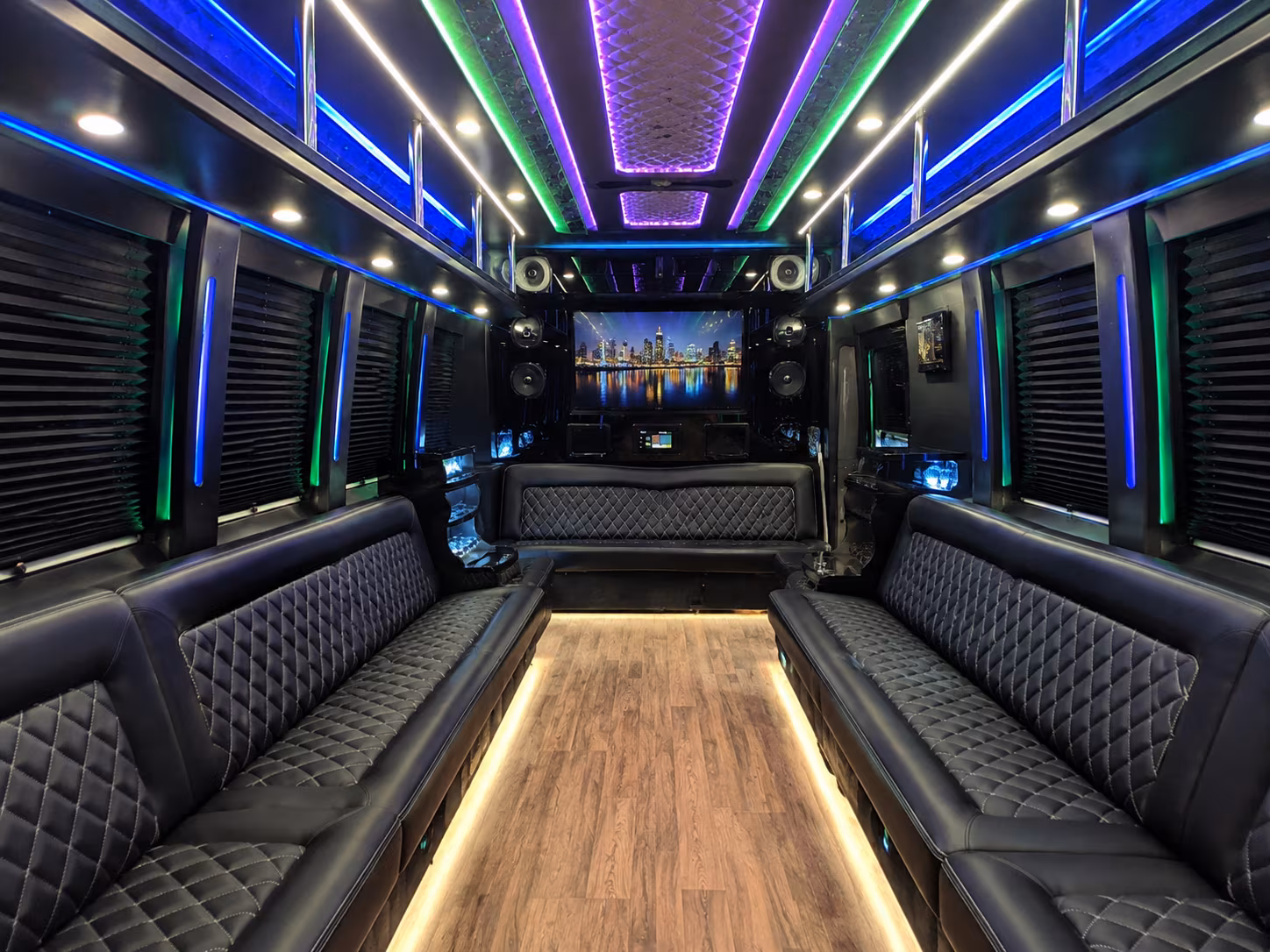 santa rosa 25 passenger party bus interior