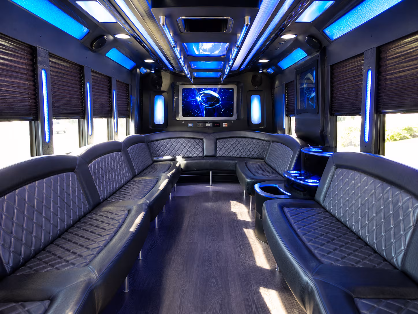 santa rosa 28 passenger party bus inside