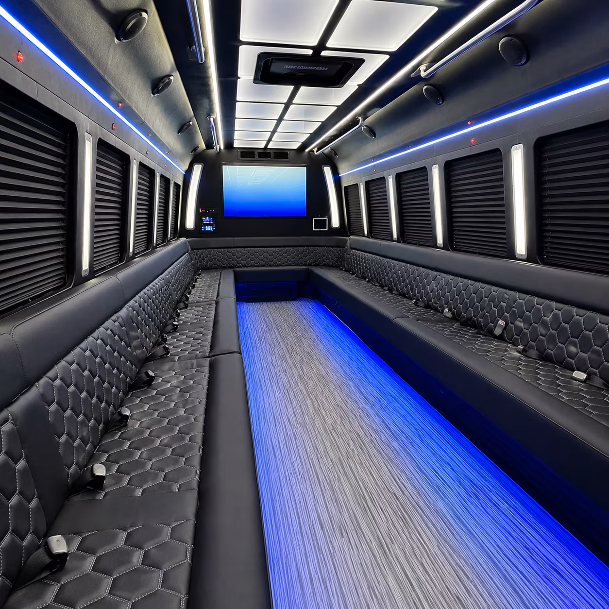 santa rosa 50 passenger party bus inside